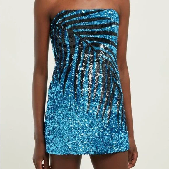 The Attico | Dresses | The Attico Sequin Palm Print Mini Dress 38 | Poshmark